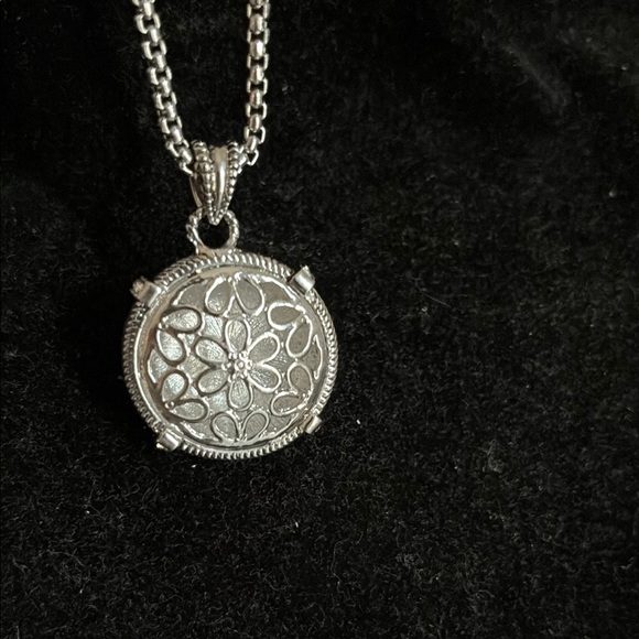 Silver Necklace with Crystal Accents and Delicate Chain - Picture 8 of 17